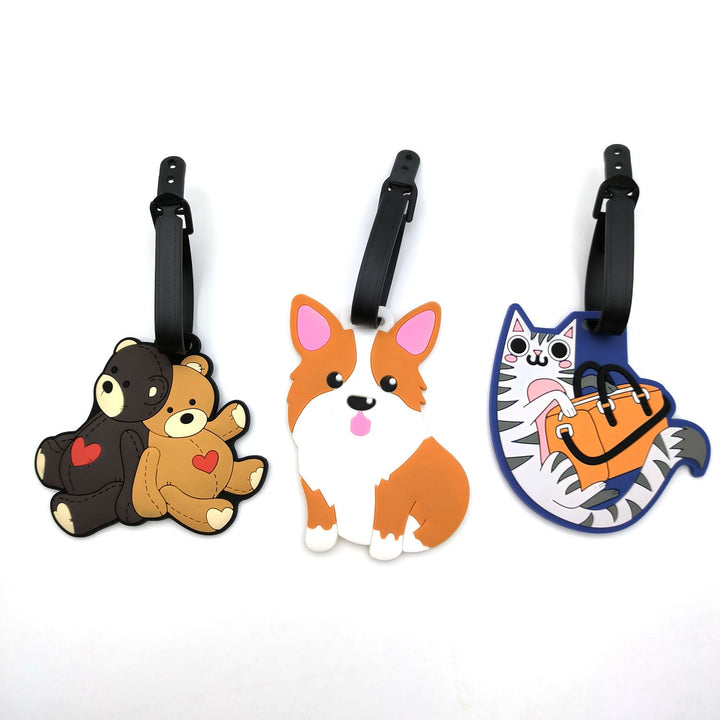 Cute Silicone Cat Luggage Tag with Detachable Strap and Personalized ID Window Kalsten