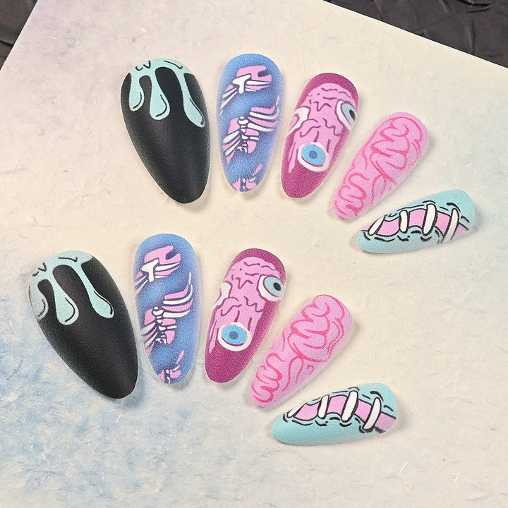 Artistic Horror-Themed Stiletto Press-On Nails Kalsten