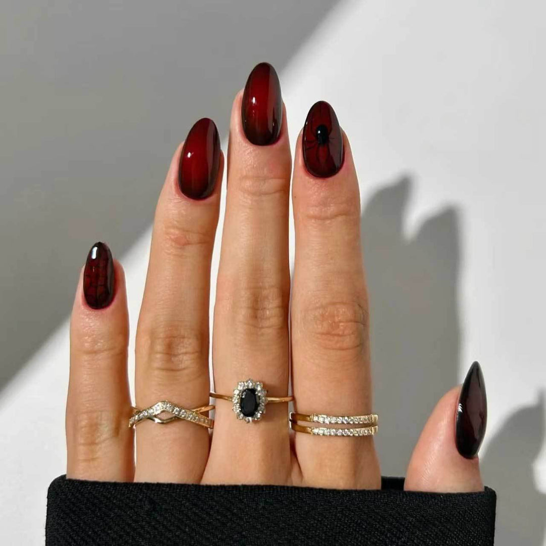 Spider-Themed Gothic Nail Art Design