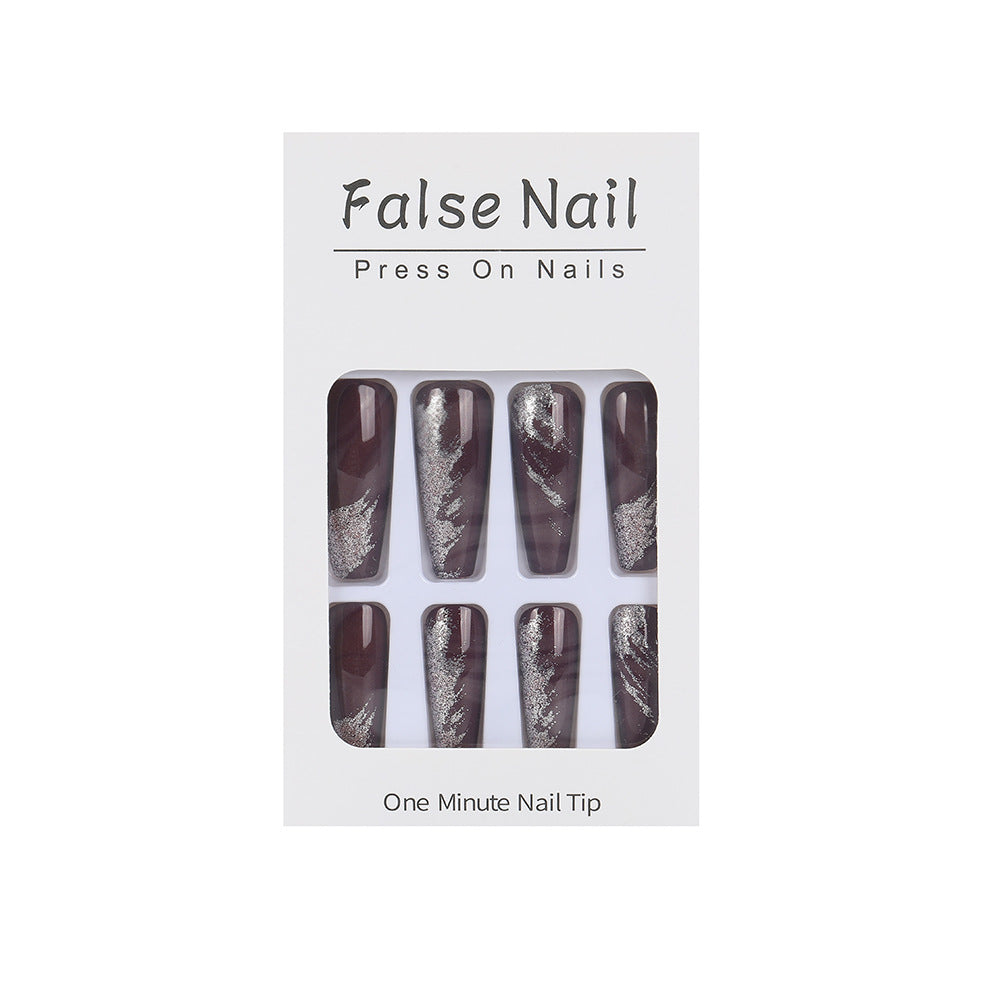 Artificial nails with glamorous silver design Kalsten
