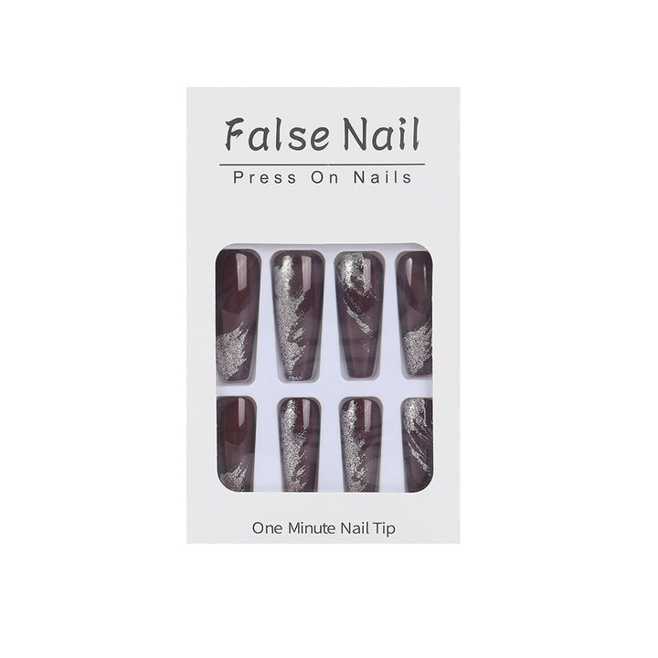 Artificial nails with glamorous silver design Kalsten