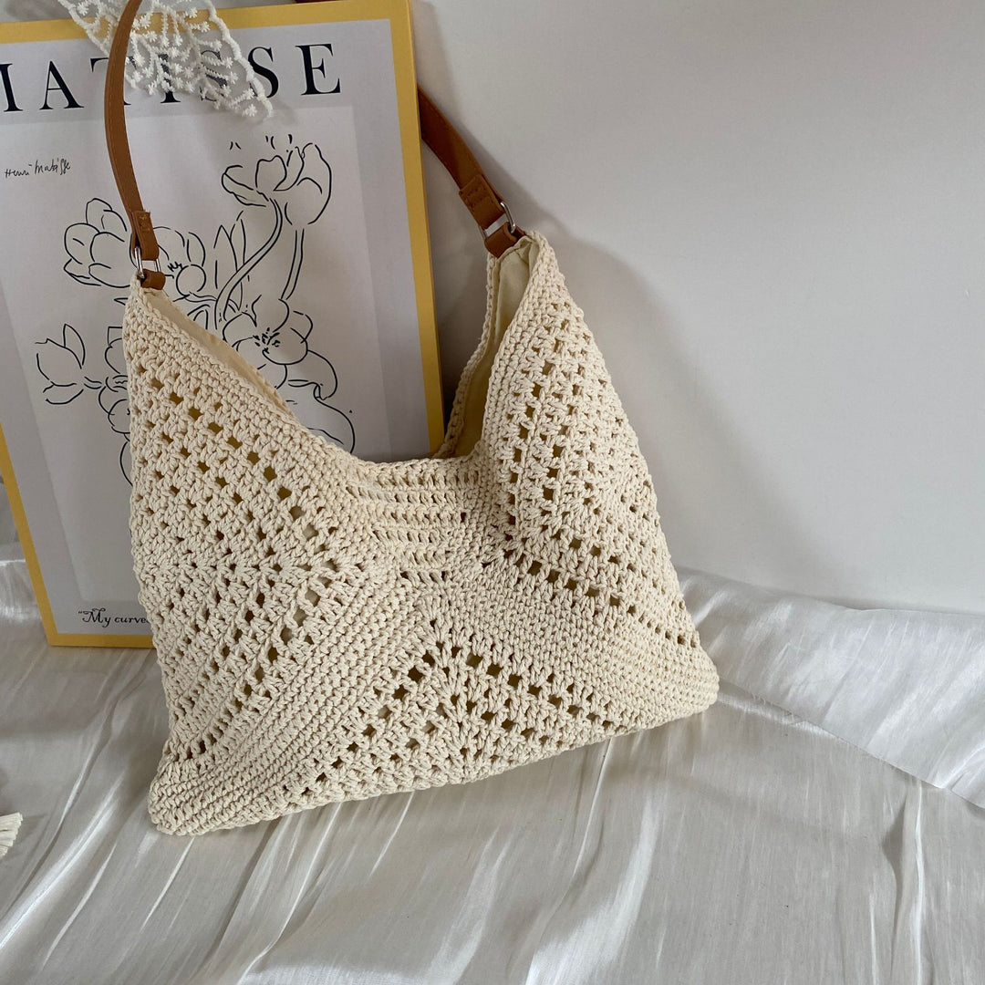 Knit shoulder bag with leather handles Kalsten