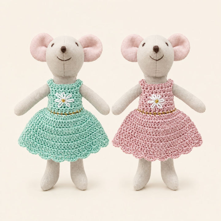Hand-stitched Linen Mouse Doll