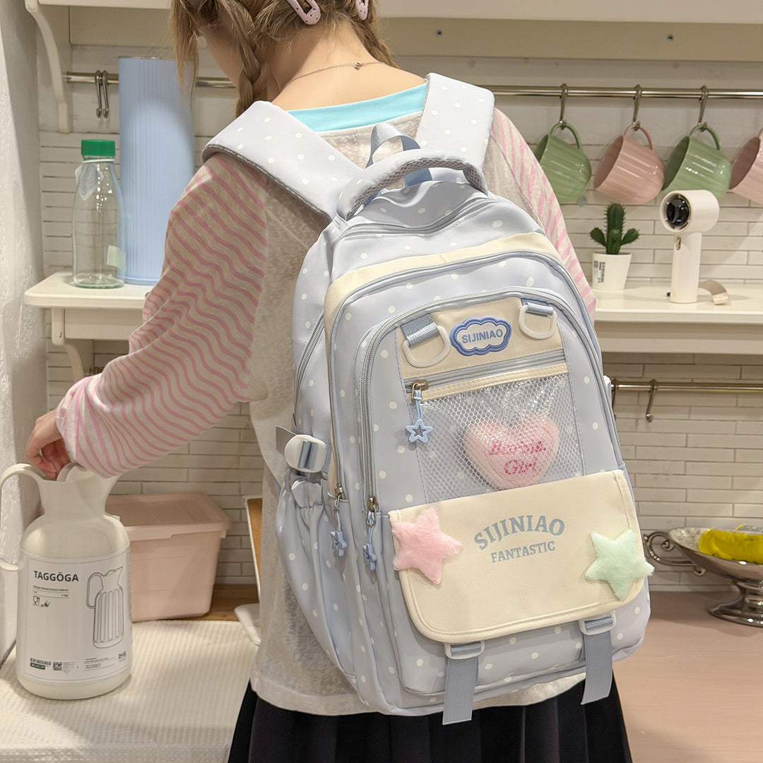 Stylish Polka Dot School Backpack Kalsten