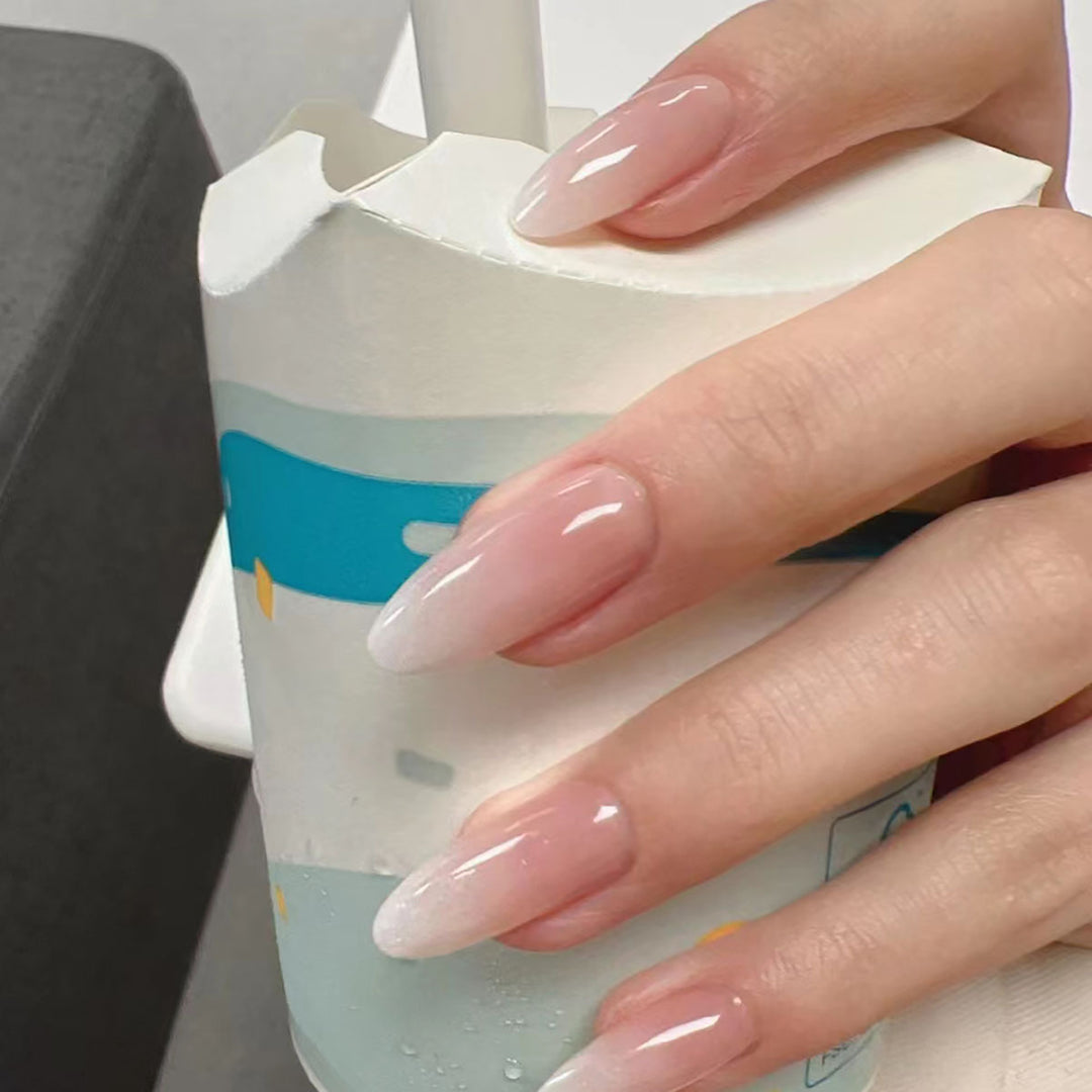 Glossy French Tip Press-On Nails Set