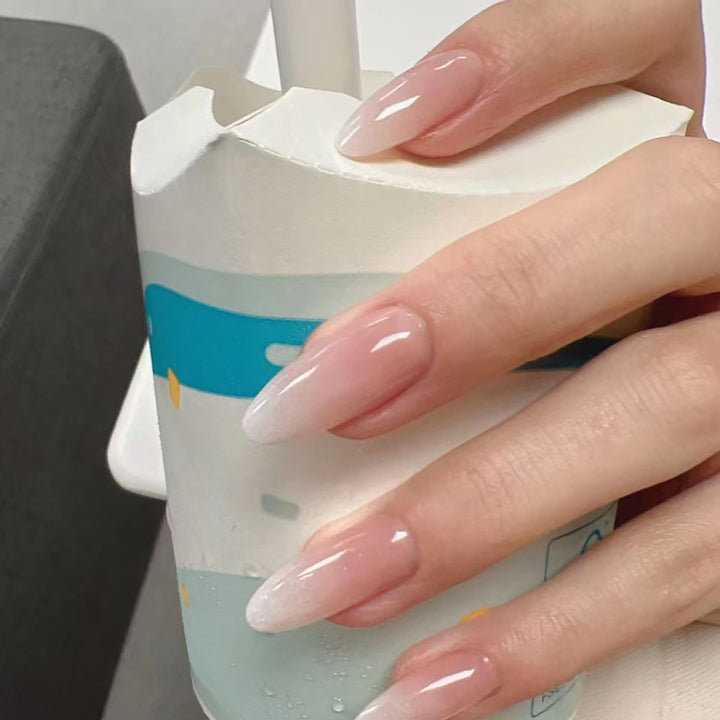 Glossy French Tip Press-On Nails Set