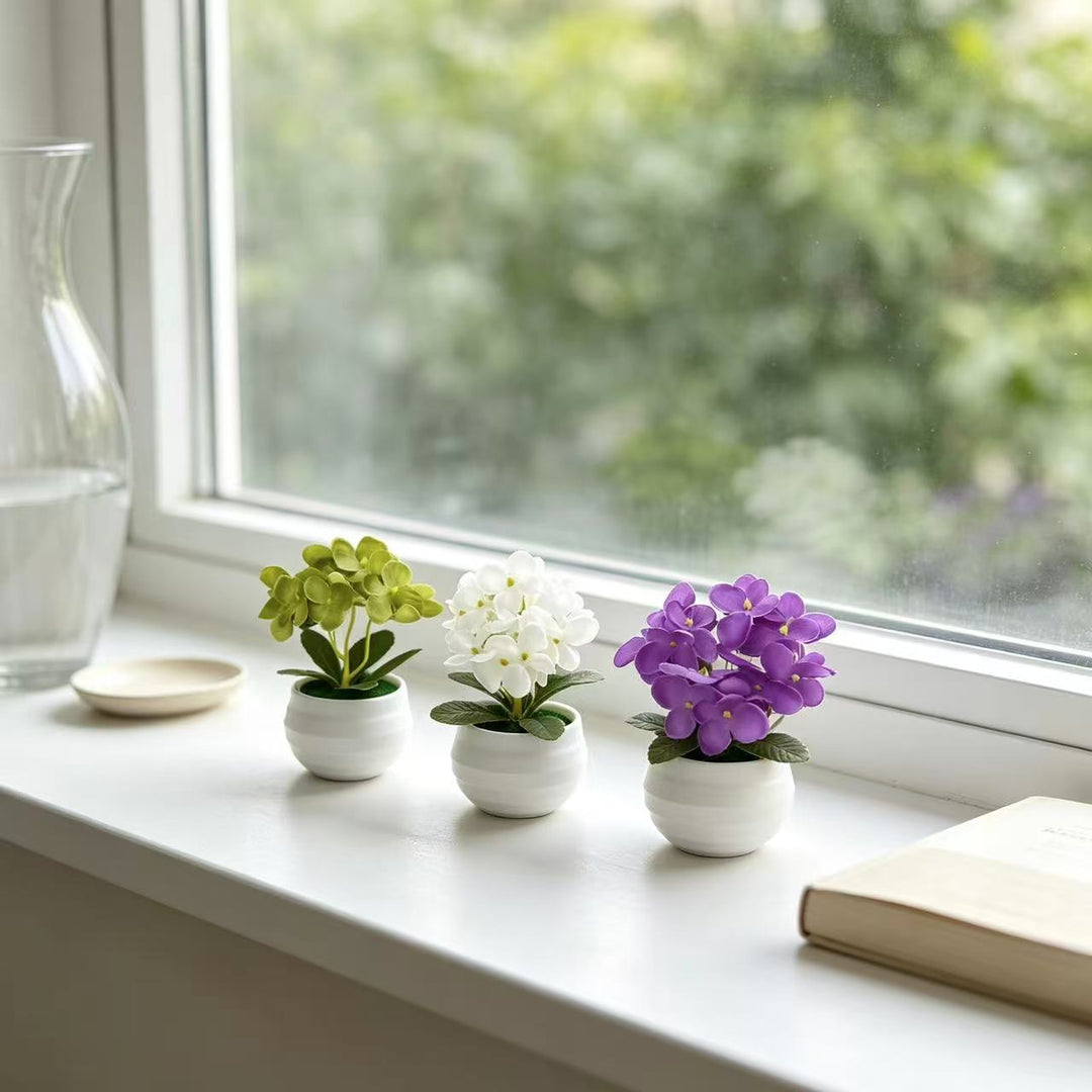 Lifelike Miniature Potted Orchid Plant