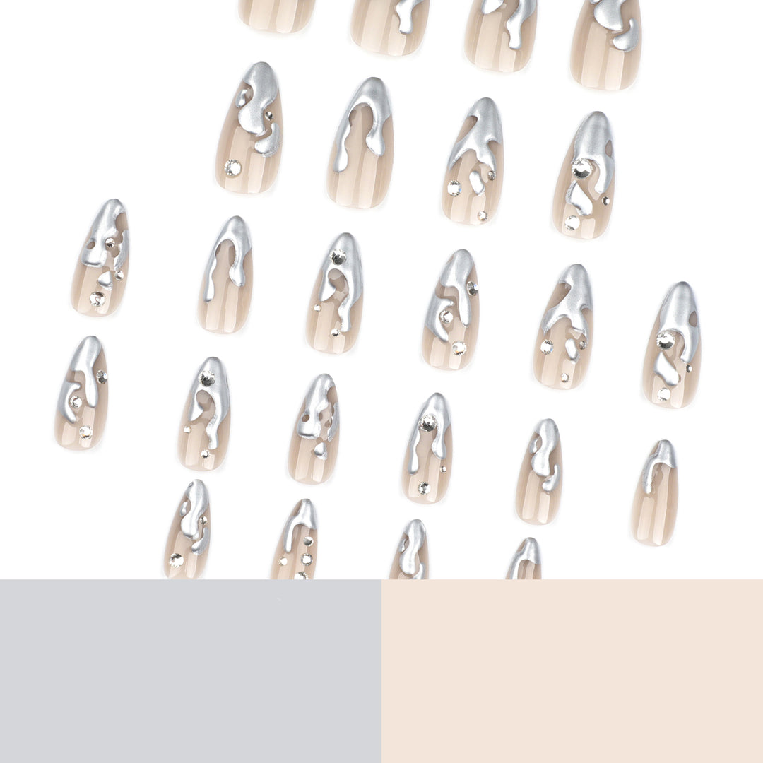 Artful artificial nails with glitter and metallic accents Kalsten
