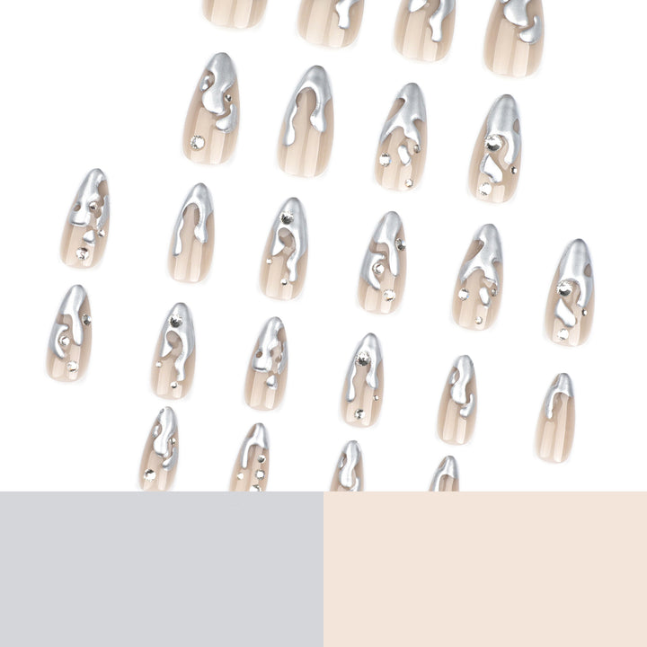 Artful artificial nails with glitter and metallic accents Kalsten