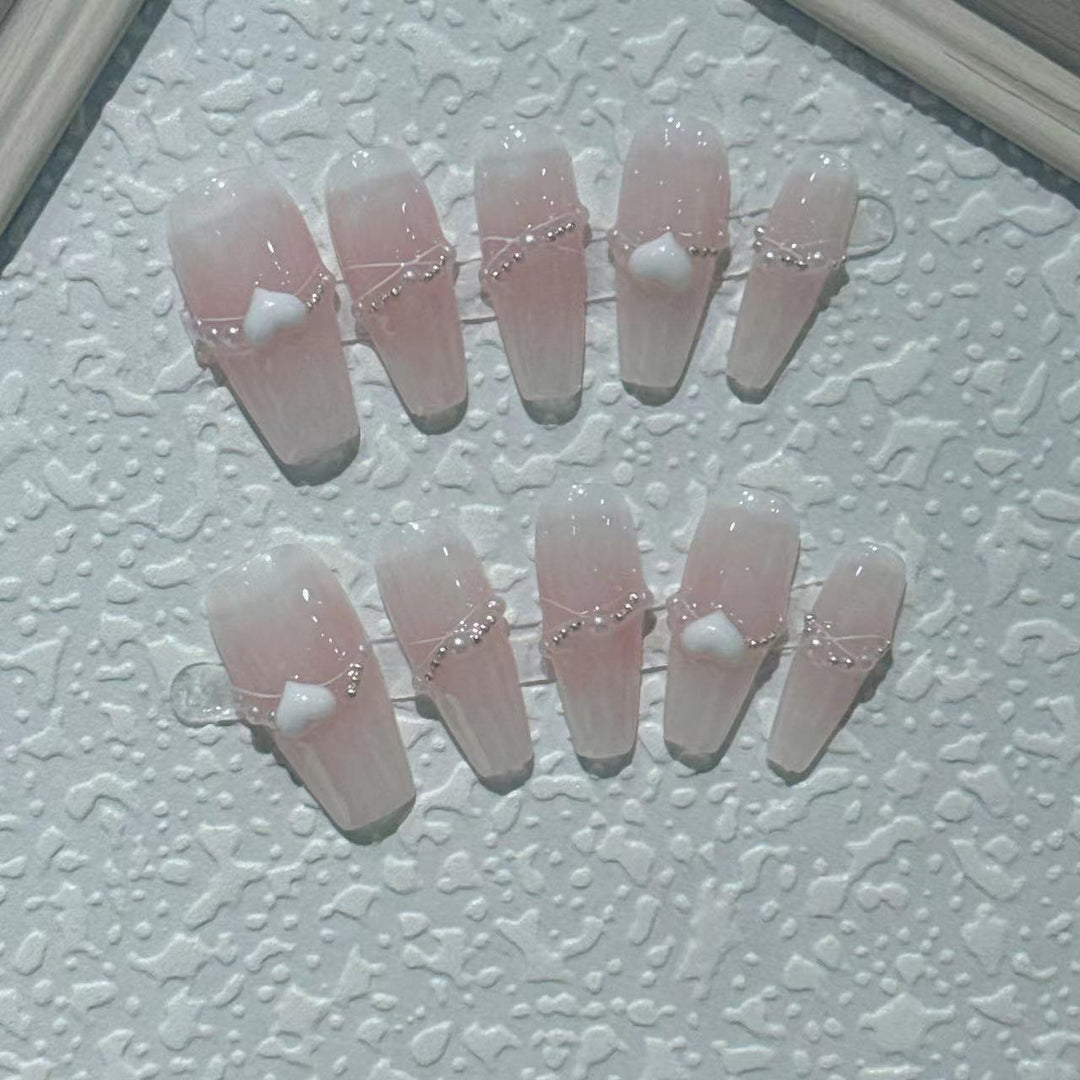 Elegant 3D Decorative Press-On Nail Set