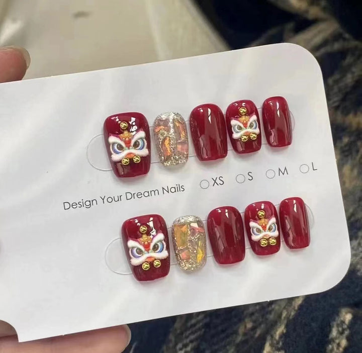 Decorative Press-On Nails with Gemstone and Glitter Accents Kalsten