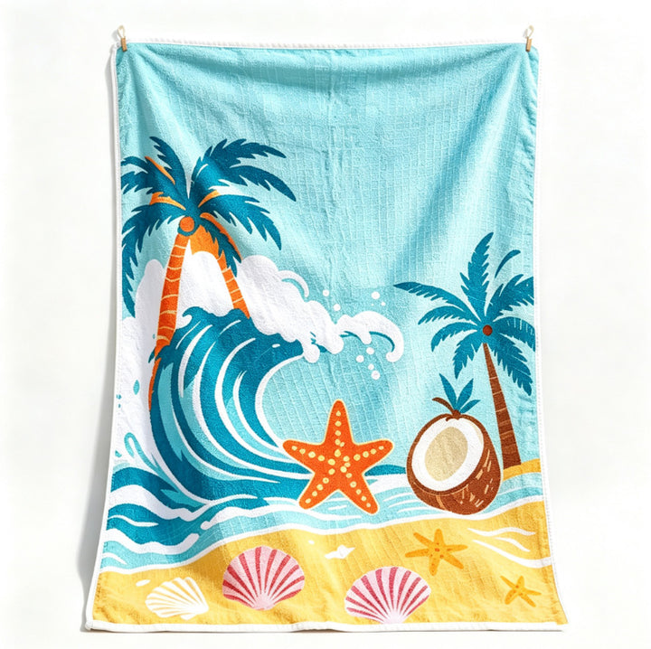 Beach blanket with tropical motif and high-quality waffle structure Kalsten