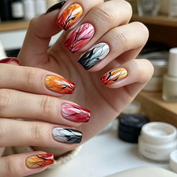 Autumn Leaf-Inspired Nail Art Design Kalsten