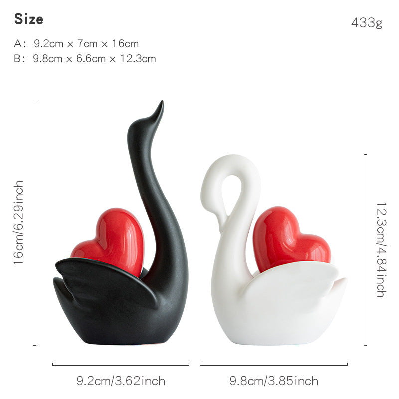 Elegant and romantic swans decorative figure Kalsten