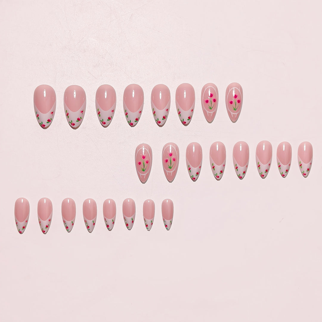 Floral Art Gel Nails