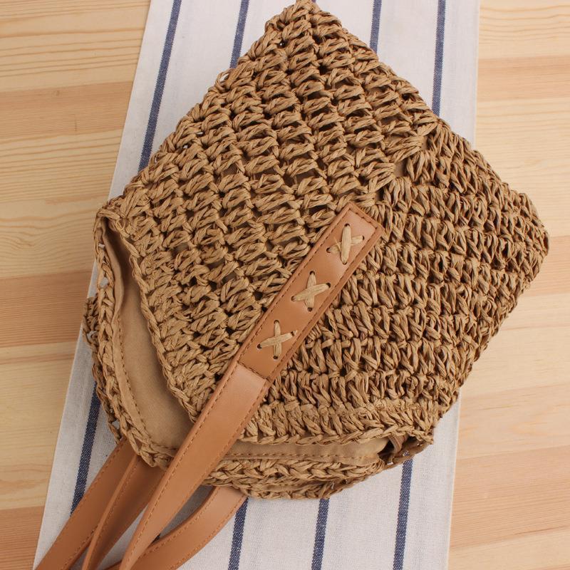Generous straw shoulder bag with leather handles Kalsten