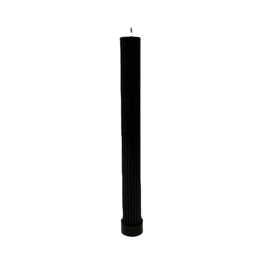 Sculptural Column Pillar Candle with Vertical Fluted Texture and Weighted Base
