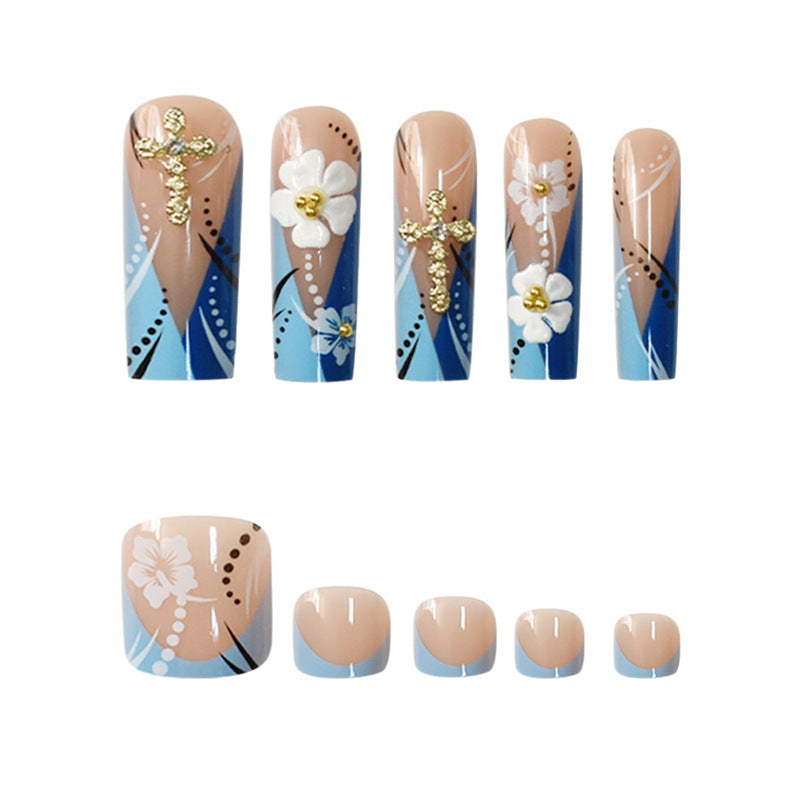 Decorative Floral 3D Press-On Nails Kalsten