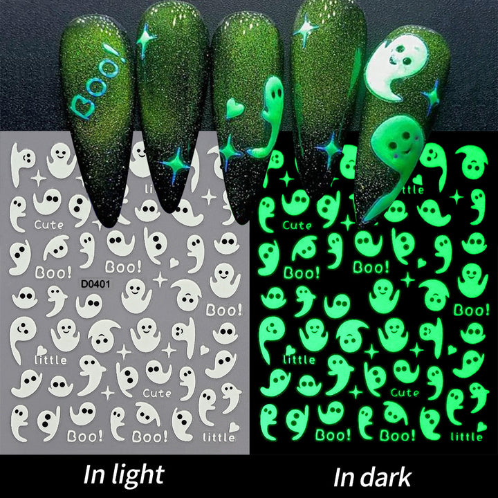 Glow-in-the-Dark Ghost Nail Art Sticker Set