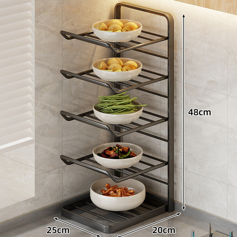 Multi-Tier Vertical Countertop Bowl and Plate Drying Rack with Slanted Wire Shelves