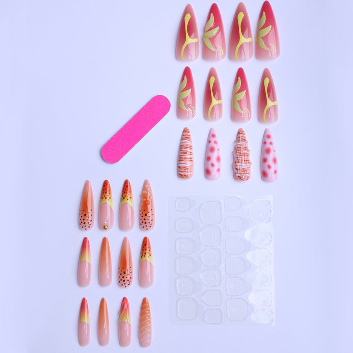 Exquisite Artificial Nails with Floral Accents Kalsten