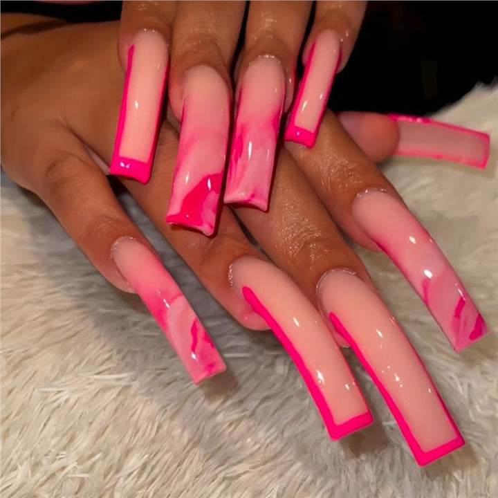 Long Marble Effect Acrylic Nail Extensions Kalsten
