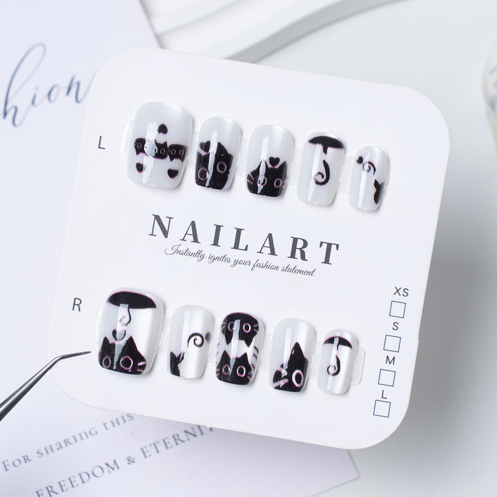 Decorative Press-On Nail Extensions with Bow and Rhinestone Accents Kalsten