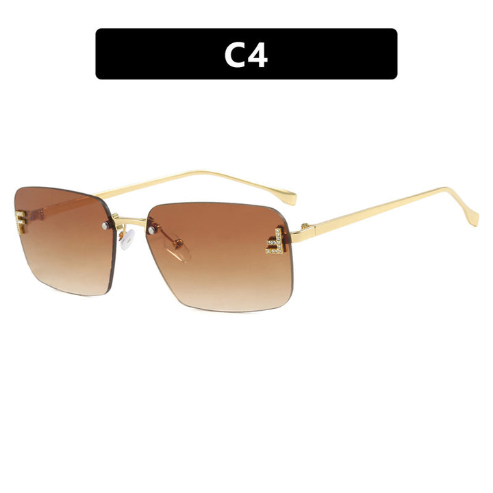 Ladies square sunglasses with elegant golden frame and stylish lenses Kalsten