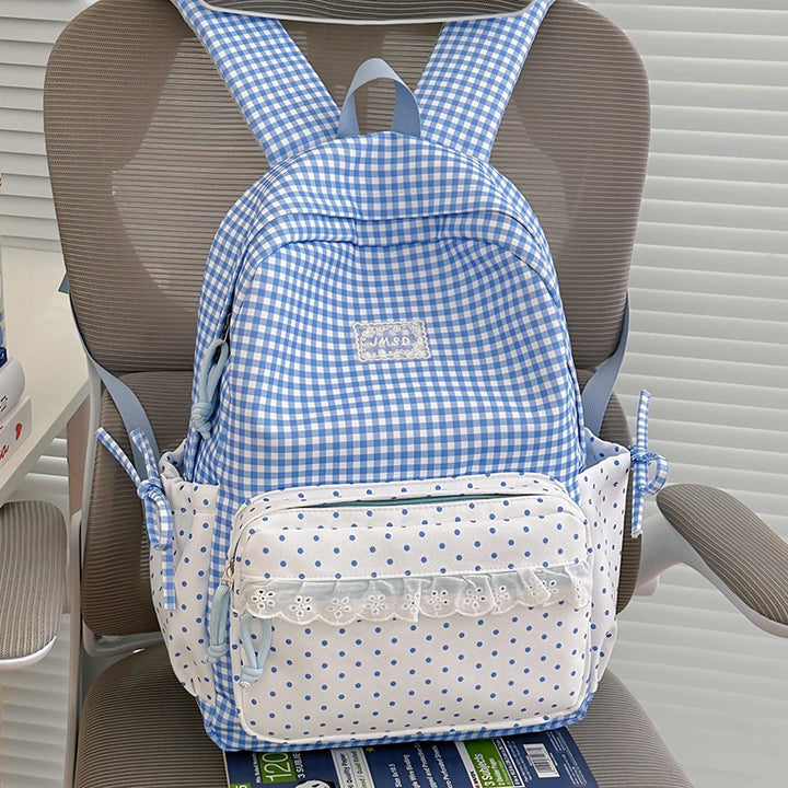 Stylish Gingham Pattern Backpack Kalsten
