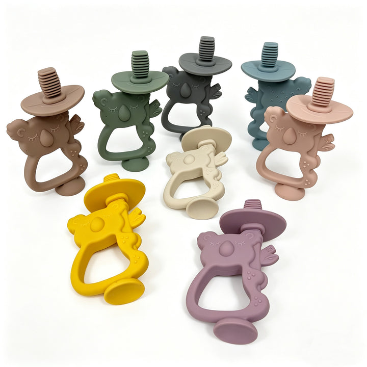 Silicone Koala Teething Ring with Ribbed Nipple and Ergonomic Handle