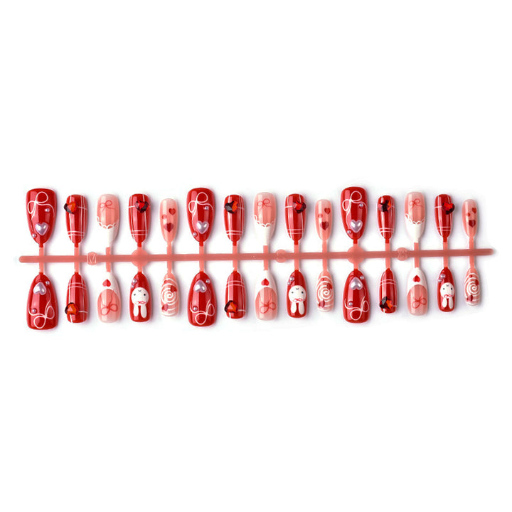 Romantic Heart-Themed Press-On Nail Set