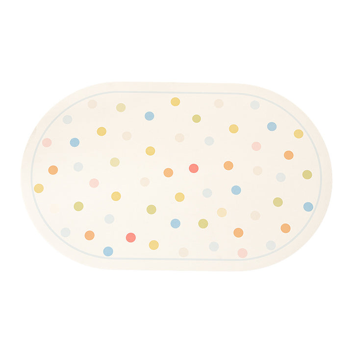 Oval wipeable placemat with pastel-colored polka dots Kalsten