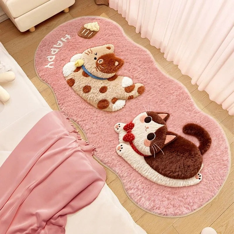 Playful Cat-Themed Plush Area Rug