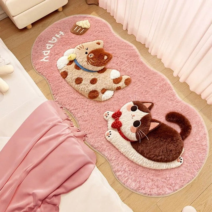 Playful Cat-Themed Plush Area Rug