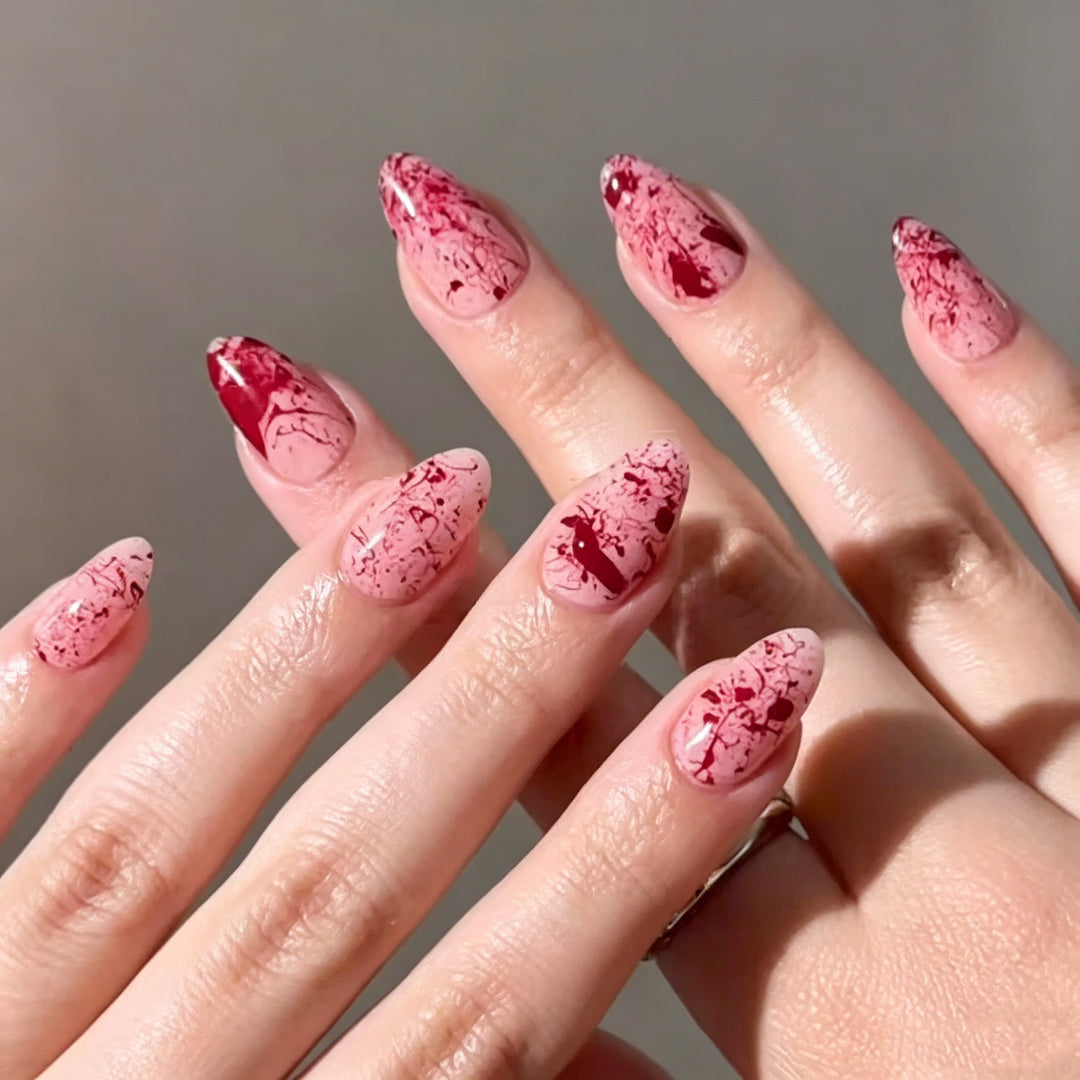 Artistic Press-On Nail Art Set with Floral Accents