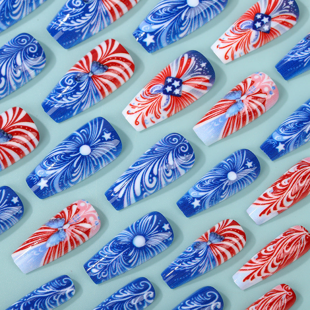 Creative acrylic nails with patriotic patterns Kalsten