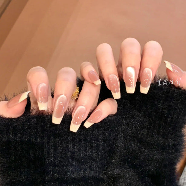 Glossy French Tip Press-On Nails Kalsten 1787395121