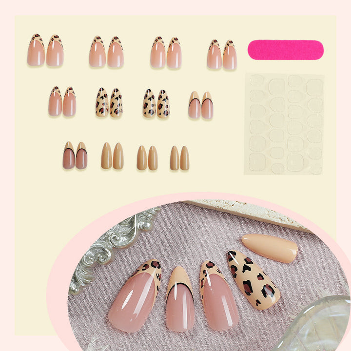 Elegant Stiletto Press-On Nail Art Set with Leopard Print Design Kalsten