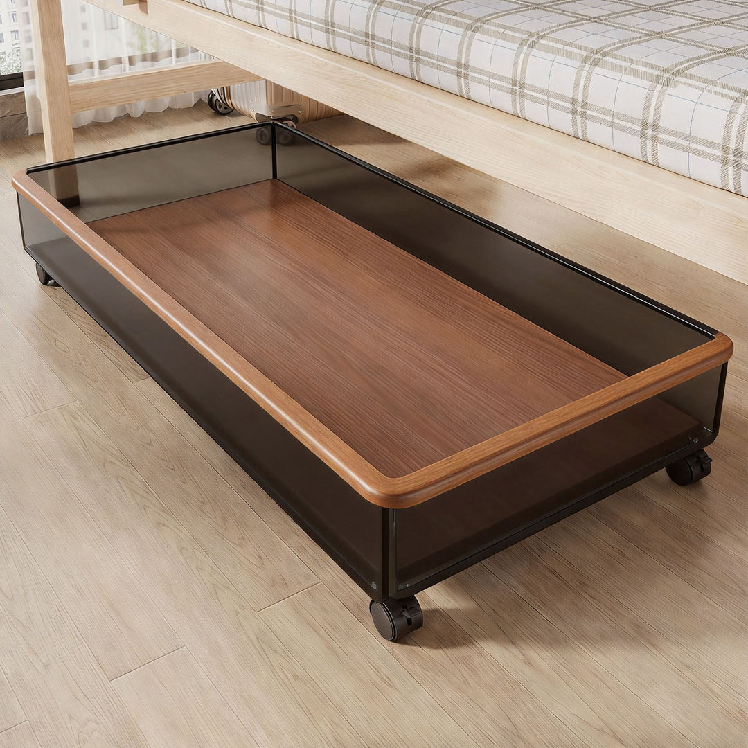Low-Profile Rolling Under-Bed Mesh Storage Drawer with Locking Casters