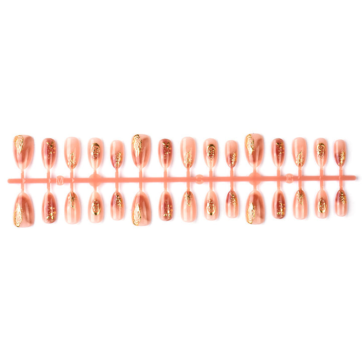 Elegant Gold-Accented Press-On Nail Art Set Kalsten