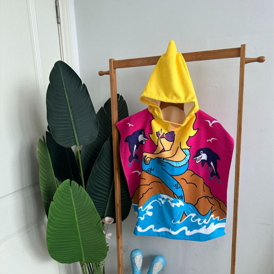Kids' Shark-Themed Hooded Towel Poncho Kalsten