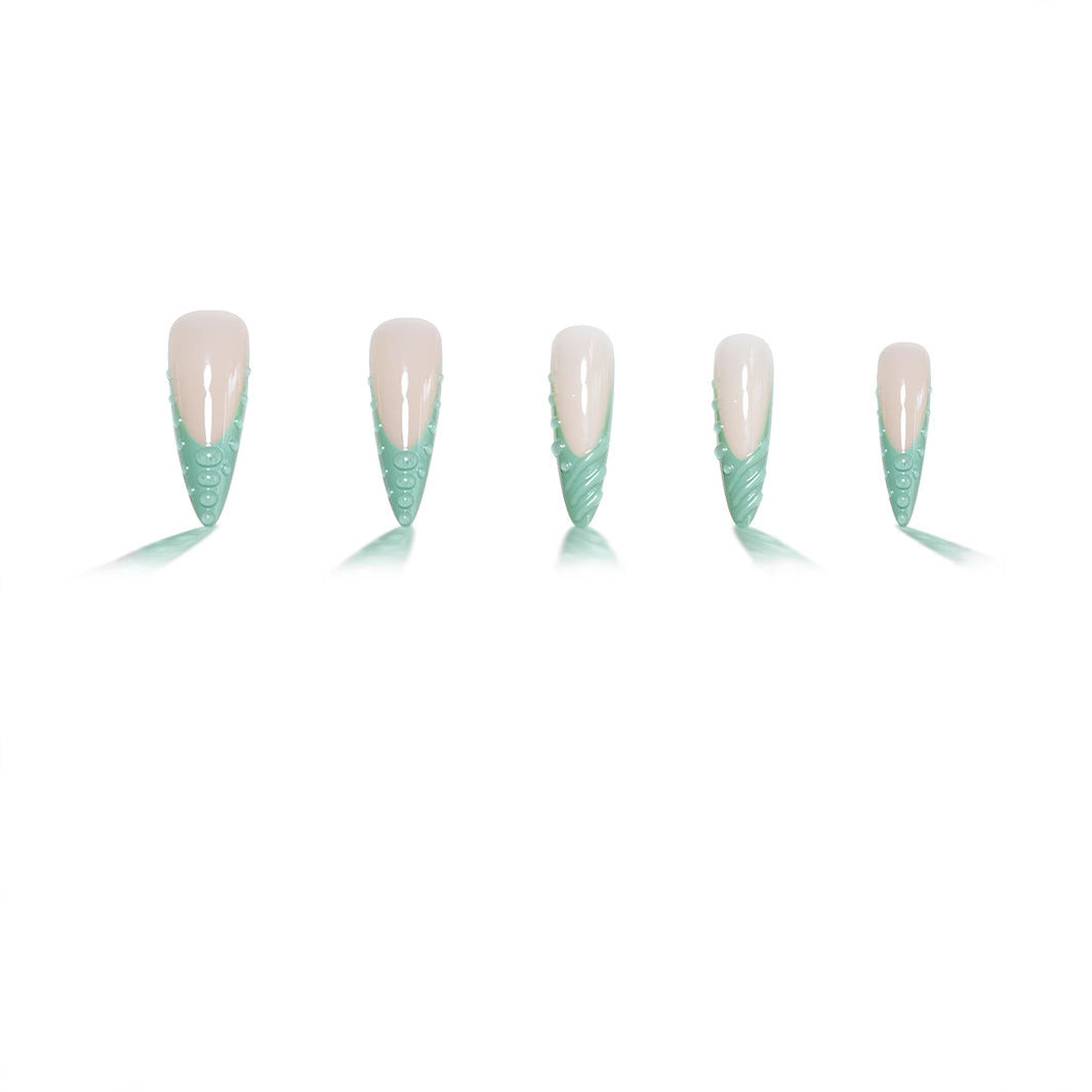 Extravagant Stiletto Press-On Nails with Artistic Shell Design Kalsten