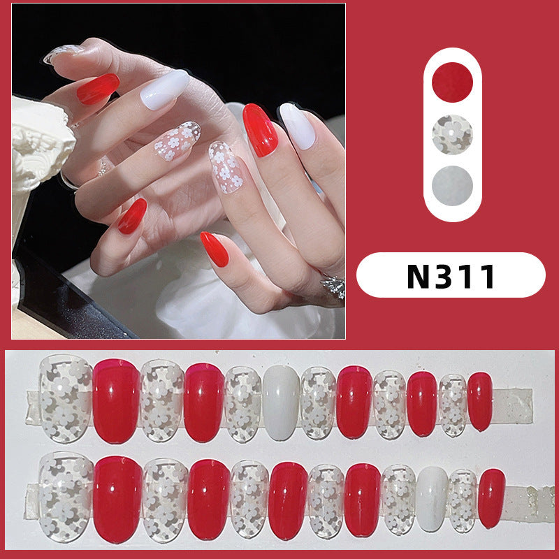 Floral Pattern Press-On Nail Set