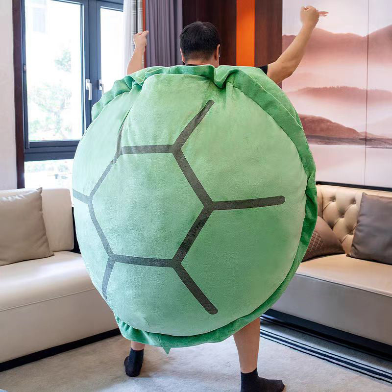 Oversized Plush Wearable Turtle Shell Costume With Adjustable Straps And Soft Foam Padding