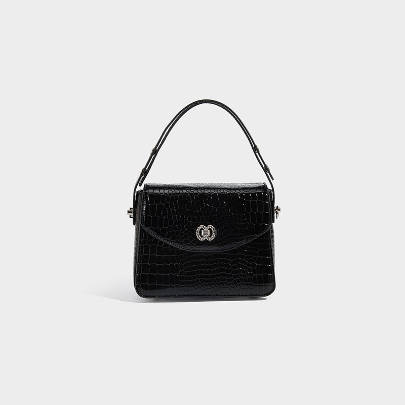Crocodile-Embossed Structured Handbag