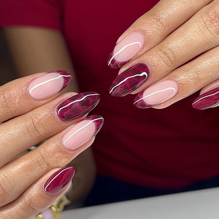 Stylish Press-On Nail Set with Geometric and Gradient Designs Kalsten