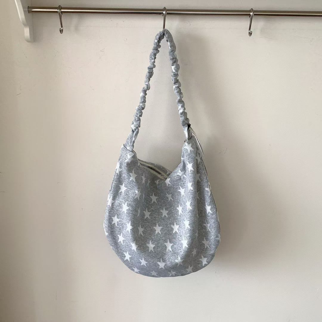 Soft Cotton Star Print Hobo Bag