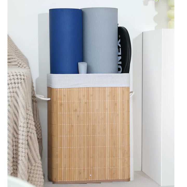 Natural Bamboo Laundry Basket with Lid Kalsten