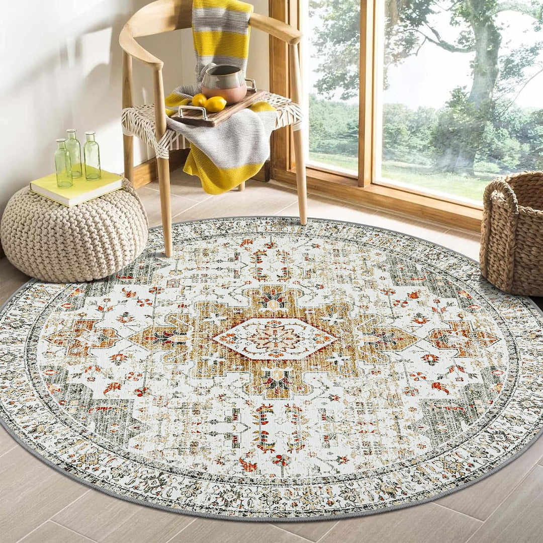 Vintage-Inspired Round Area Rug
