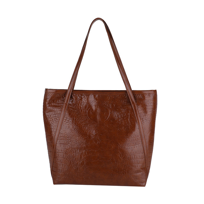 Crocodile-Embossed Leather Tote Bag Kalsten